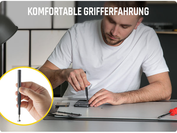 Der Fanttik X5 MAX Schraubendreher enthält 50 Bits, 1 Paar Pinzetten und 1 Brecheisen in 9 Typen. Mit diesem makellosen Produkt können Sie mühelos alle Arten von täglichen Wartungsarbeiten durchführen. Von Torx über Philips, Flachköpfe bis Sechskant, X5 MAX hat alles abgedeckt. Es erhöht Ihre DIY- und Wartungsvielseitigkeit, indem es Reparaturen von Schaltern, Laptops, Mobiltelefonen, Kameras, Drohnen usw. einschließt.