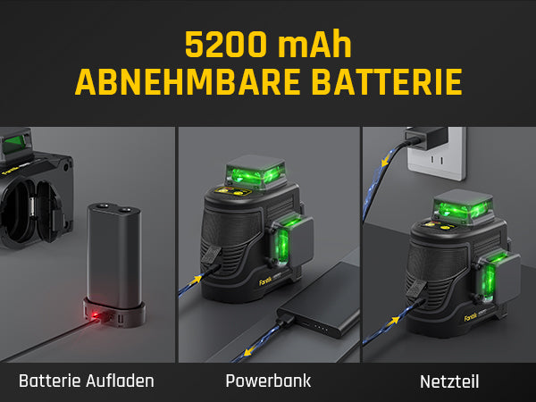 Fanttik D12 PLUS Selbstnivellierend Kreuzlinienlaser, Grün Linienlaser 12 Linien 3×360°, 5200 mAh Abnehmbare Batterie, mit Magnetische Halterung, EVA-Handtasche, für Baustelle und Inneneinrichtung