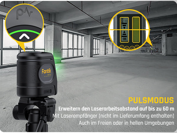 Fanttik D2 PRO Selbstnivellierend Kreuzlinienlaser mit LED-Bildschirm, 130° Vertikale Abstrahlwinkel, Umschaltbar Horizontal/Vertikal, USB-Aufladung, 2600 mAh Batterie, 30 m Arbeitsbereich, Pulsmodus