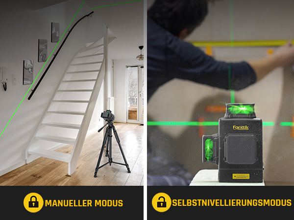 Fanttik D12 PLUS Selbstnivellierend Kreuzlinienlaser, Grün Linienlaser 12 Linien 3×360°, 5200 mAh Abnehmbare Batterie, mit Magnetische Halterung, EVA-Handtasche, für Baustelle und Inneneinrichtung