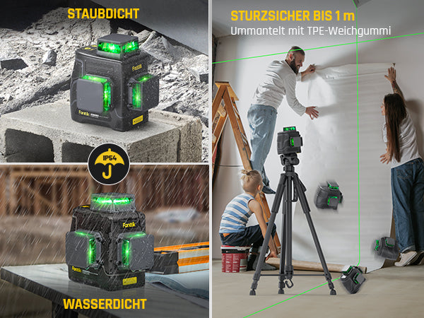 Fanttik D12 PLUS Selbstnivellierend Kreuzlinienlaser, Grün Linienlaser 12 Linien 3×360°, 5200 mAh Abnehmbare Batterie, mit Magnetische Halterung, EVA-Handtasche, für Baustelle und Inneneinrichtung