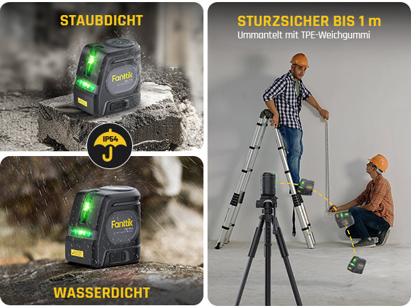 Fanttik D2 PRO Selbstnivellierend Kreuzlinienlaser mit LED-Bildschirm, 130° Vertikale Abstrahlwinkel, Umschaltbar Horizontal/Vertikal, USB-Aufladung, 2600 mAh Batterie, 30 m Arbeitsbereich, Pulsmodus