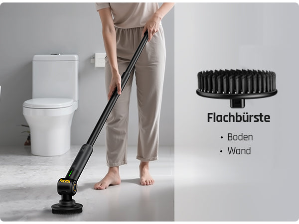 Fanttik Flip G9 Pro Elektrische Reinigungsbürste, VoltiPulse Motor, Dual-Speed, 6 Bürstenköpfe, Flexibler Winkel & Ausziehbarer Griff, IPX7 Wasserdicht, Typ-C Ladung für Boden, Fliesen, Fugen -Schwarz