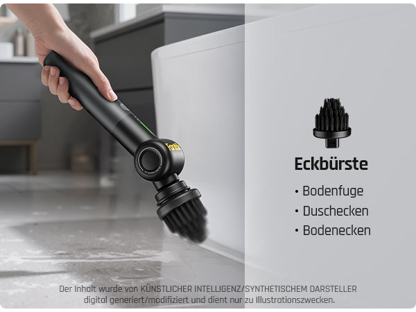 Fanttik Flip G9 Pro Elektrische Reinigungsbürste, VoltiPulse Motor, Dual-Speed, 6 Bürstenköpfe, Flexibler Winkel & Ausziehbarer Griff, IPX7 Wasserdicht, Typ-C Ladung für Boden, Fliesen, Fugen -Schwarz