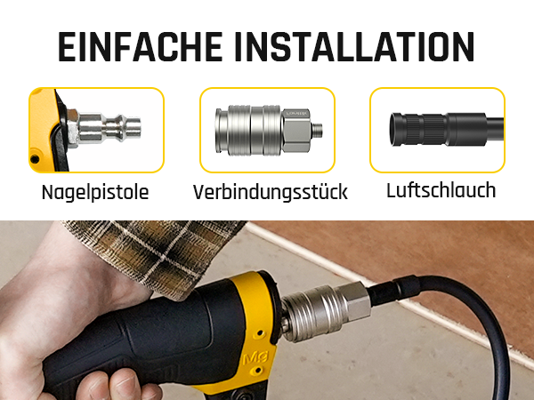 Fanttik X8 APEX Luftpumpe und Anschluss für Nagelpistole, 1/4 Zoll Innengewinde, Druckluftkupplung mit VG8-Gewinde, 20,7 BAR/300 PSI maximaler Druck, 450°C Hitzebeständiger Schnellkupplung-Druckluft