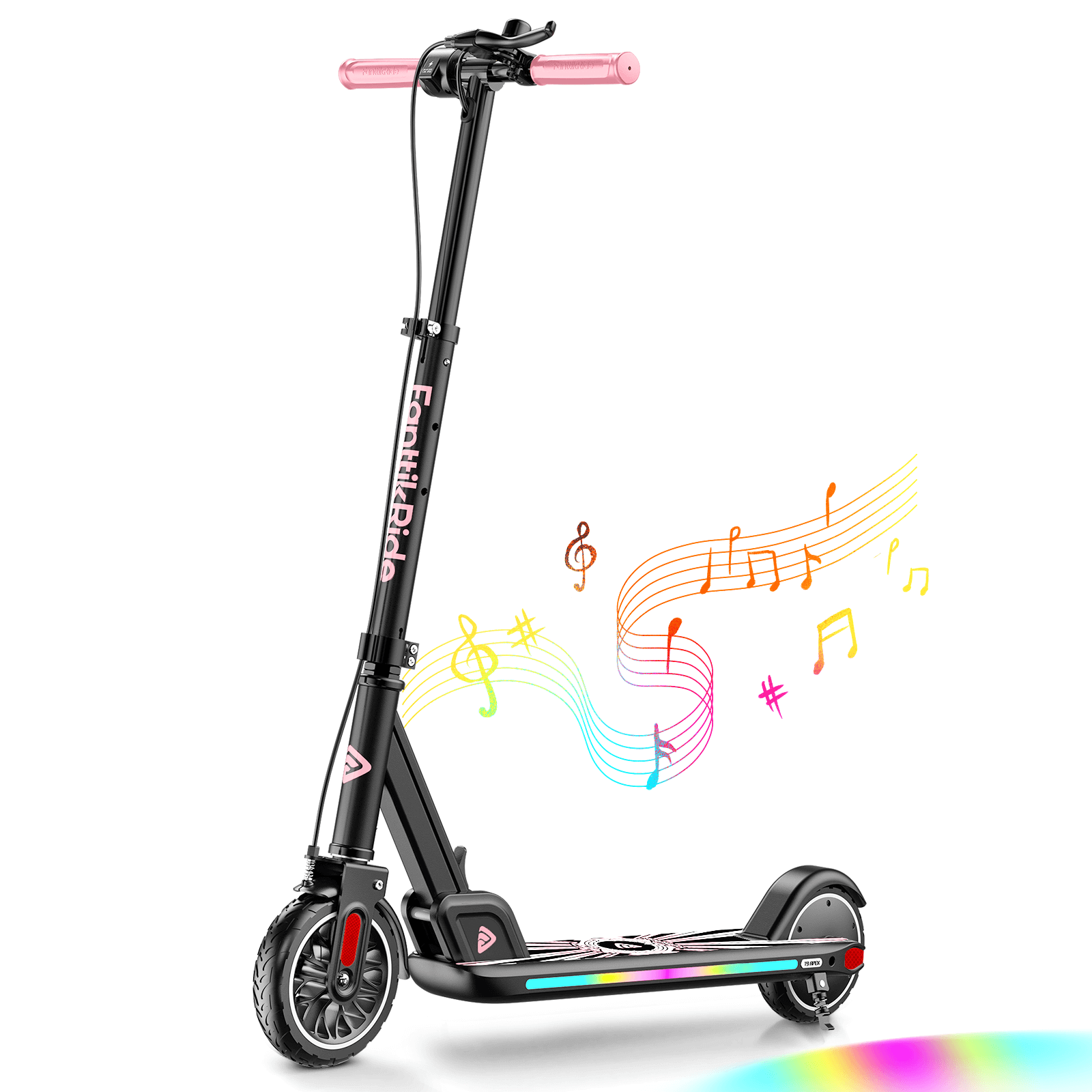 FanttikRide T9 Apex Elektroroller für Kinder ab 13 Jahren, Bunte LED-Lichter mit Bluetooth-Musiklautsprecher, 12/16/20 KMH Digitalanzeige, Höhenverstellbar, Faltbarer E-Scooter für Teenager