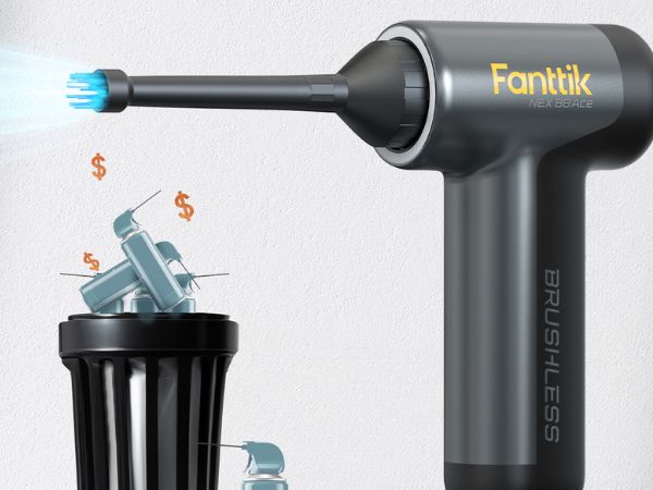 Fanttik B8 Ace Elektrische Staubgebläse Druckluftspray, 110000 U/min, Druckluft Compressed Air Duster mit 2600mAh Akku, Reinigungsbürste, LED-Licht, Staubgebläse für Tastatur, PC-Gehäuse, Schrank