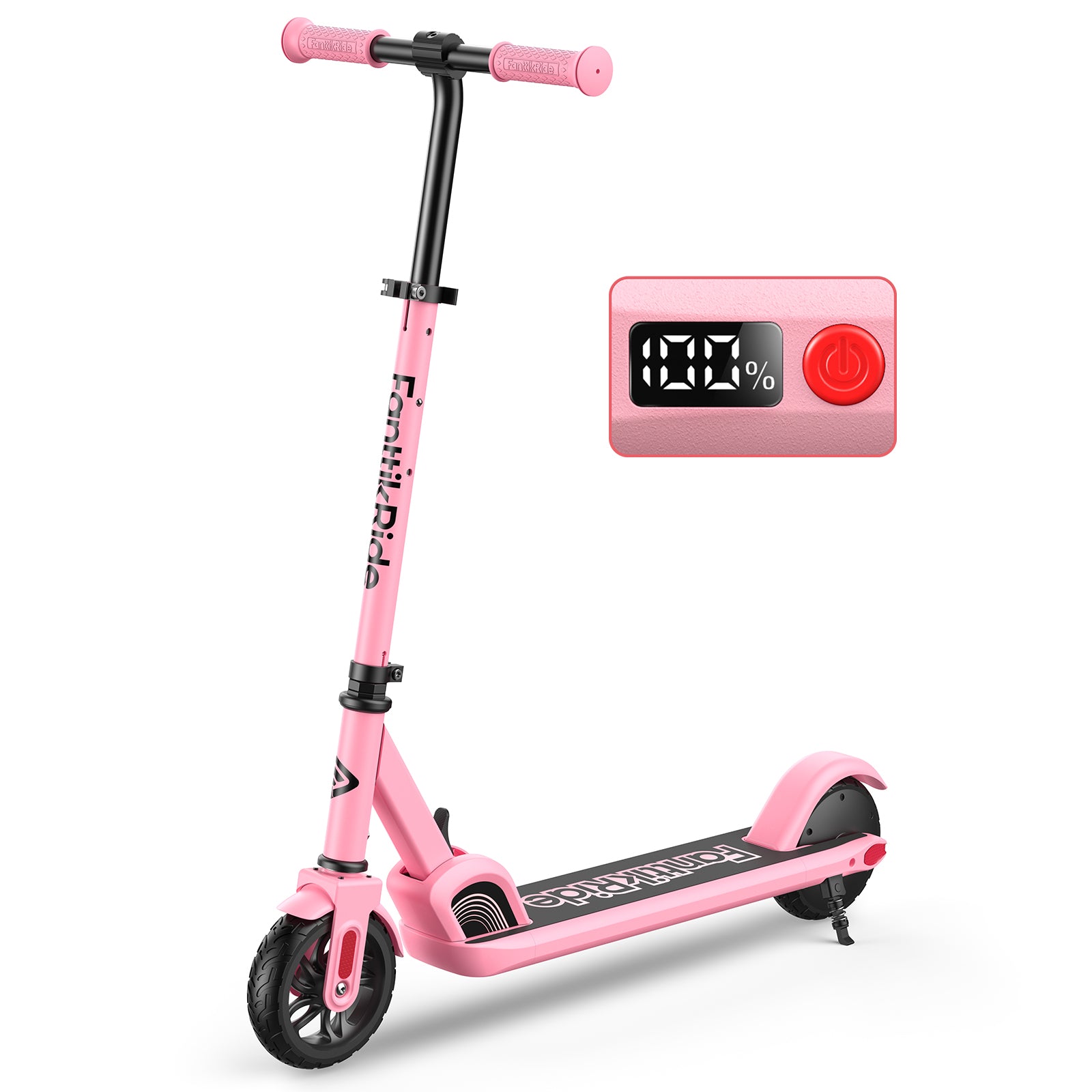 FanttikRide C9 Elektroroller für Kinder ab 8 Jahren, 10/16 km/h, 5 Meilen Reichweite, LED-Anzeige, höhenverstellbar, faltbar, Gummiräder, leicht, Geschenke für Jungen und Mädchen bis 132 Pfund