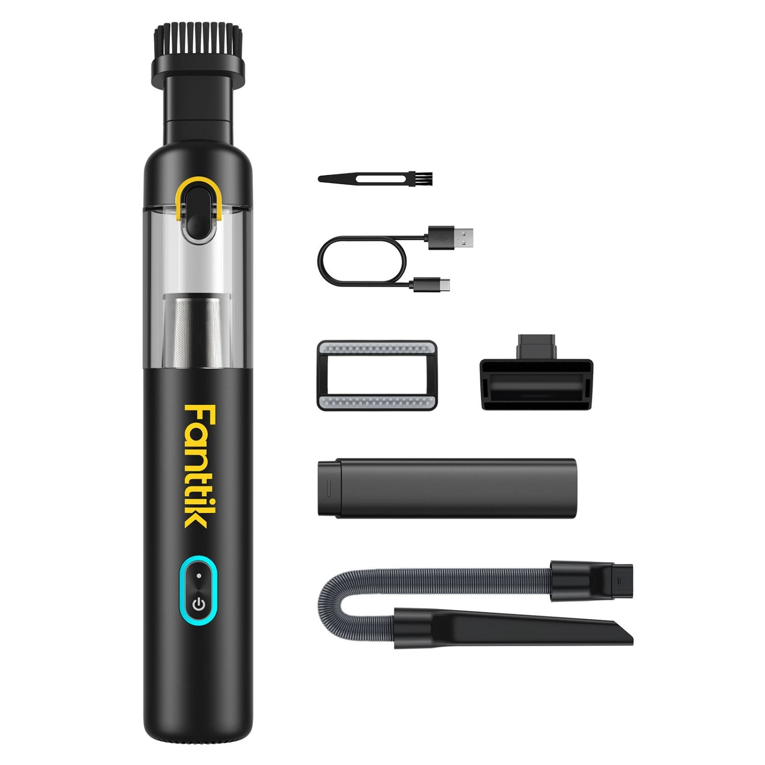 Fanttik Slim V8 Mate Akku-Autostaubsauger mit Hoher Leistung, 12000 Pa/30 AW, RobustClean™ Tragbarer Staubsauger mit flexiblem Schlauch und Haustierbürste für die Innenreinigung von Autos