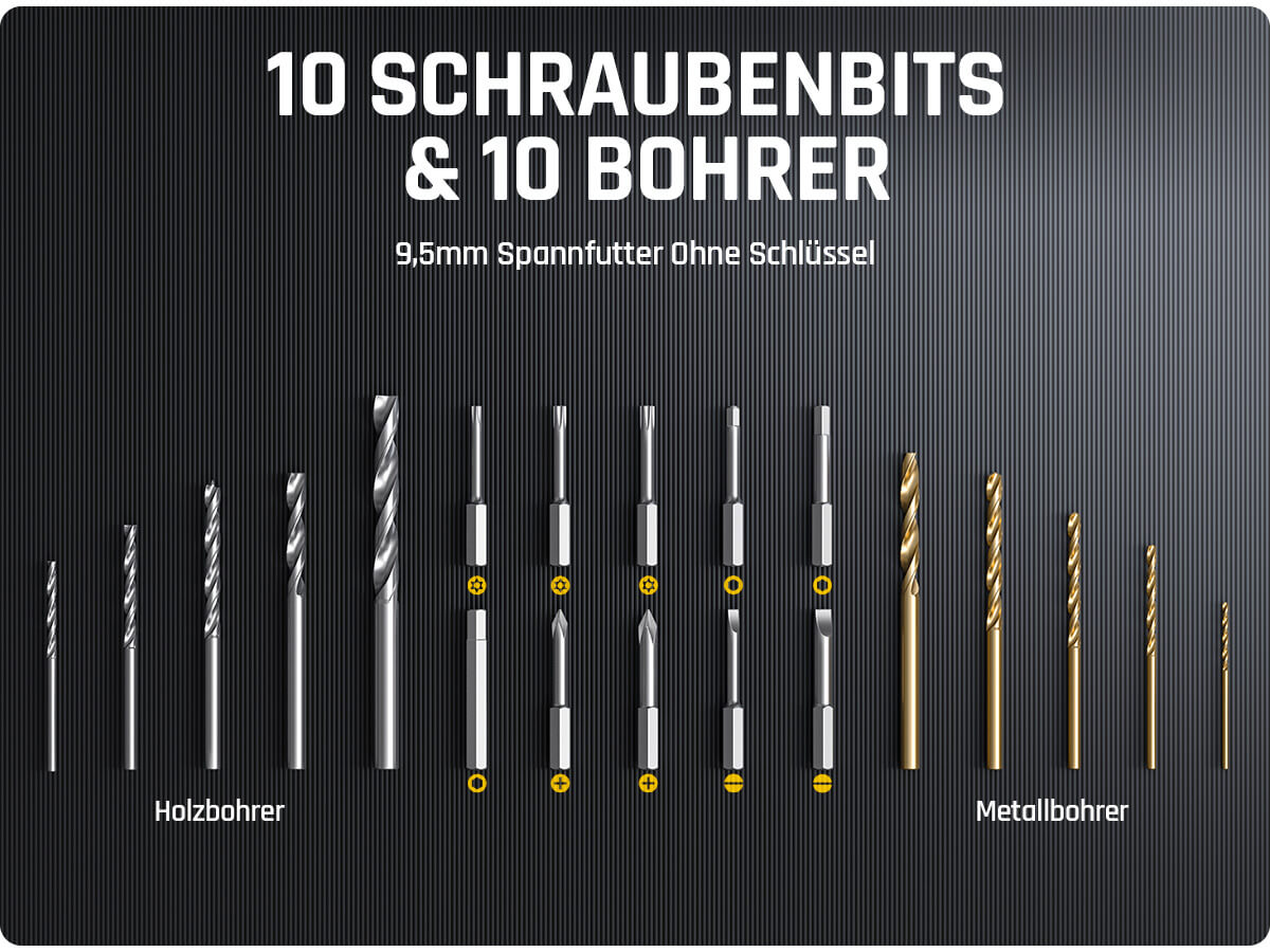 Fanttik K2 Ultra 7,4V Akku-Bohrschrauber, kabelloser Schrauber/Bohrer, 10 mm Schnellspannfutter, drehzahlregulierbar, TapSwitch-Funktion, 2500 mAh Akku, Werkzeug-Set für Heimwerker & DIY