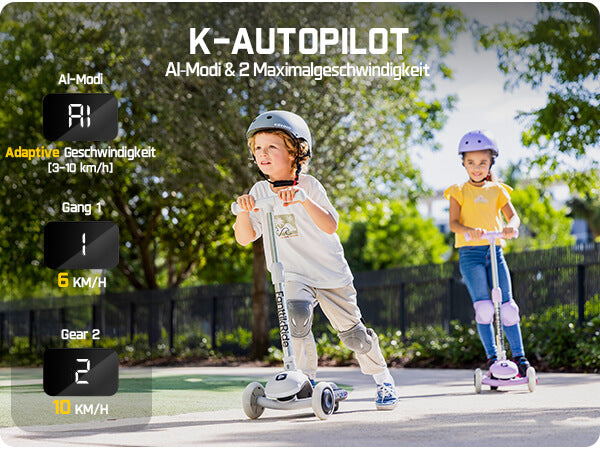 FanttikRide K9 Pro Elektroroller für Kinder 3-6 Jahren, Höhenverstellbar für Fahrer von 1,0-1,4 m, 40 kg, bis 40 Min Fahrzeit, 6 km Reichweite, KI & 2 Maximalgeschwindigkeiten 6/10 km/h