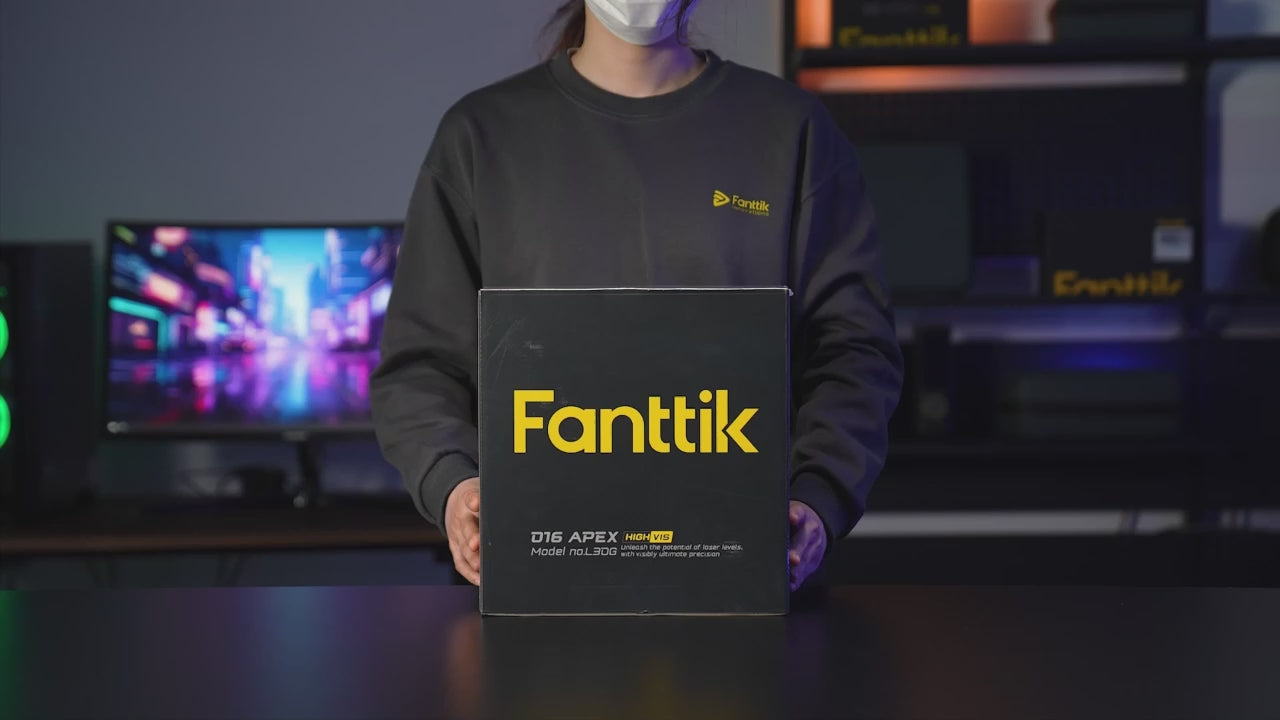 Load video: Fanttik D16 APEX Kreuzlinienlaser Grün 4x360°, 16 Linien Selbstnivellierender Linienlaser mit LED-Bildschirm, 5200 mAh Batterie Wiederaufladbar, Impulsmodus, Magnetische Unterstützung