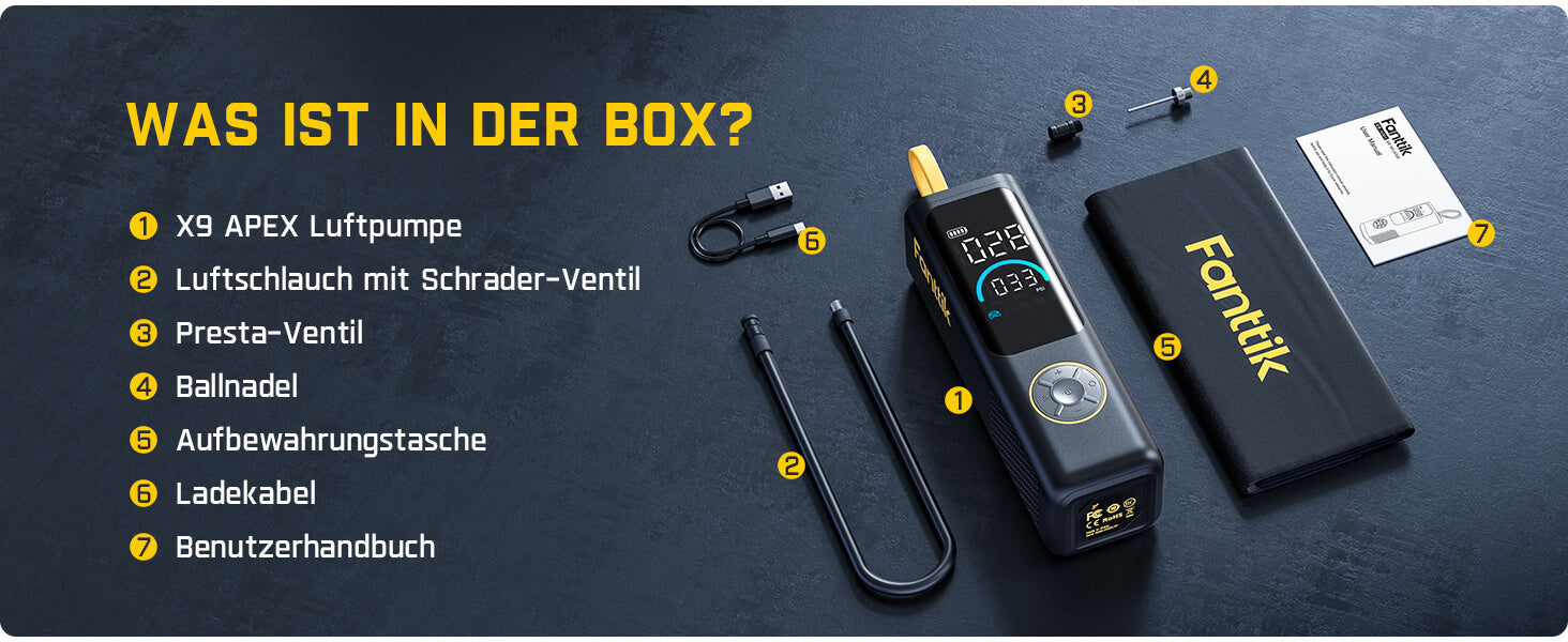Fanttik X9 APEX 150 PSI Tragbare Elektrische Luftpumpe, 35s schnelles Aufpumpen, kabelloser Kompressor mit Licht und Powerbank, Wiederaufladbare Reifenpumpe für SUV, Auto, Motorrad, Fahrrad, Ball