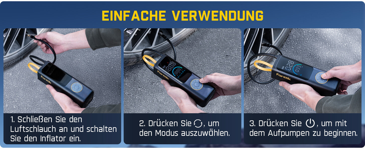 Fanttik X9 APEX 150 PSI Tragbare Elektrische Luftpumpe, 35s schnelles Aufpumpen, kabelloser Kompressor mit Licht und Powerbank, Wiederaufladbare Reifenpumpe für SUV, Auto, Motorrad, Fahrrad, Ball
