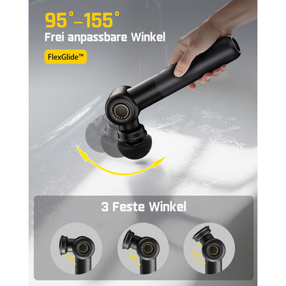 Fanttik Flip G9 Pro Elektrische Reinigungsbürste, VoltiPulse Motor, Dual-Speed, 6 Bürstenköpfe, Flexibler Winkel & Ausziehbarer Griff, IPX7 Wasserdicht, Typ-C Ladung für Boden, Fliesen, Fugen -Schwarz