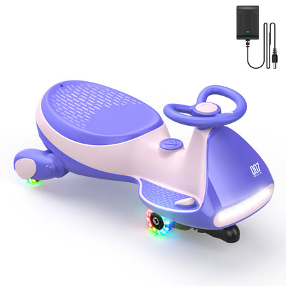 FanttikRide 12V N7 Pro Kinder Elektroauto, Elektrisches Rutschauto mit Pedal, 2 in 1 Kinder Auto, aufladbar Batterie 2 Geschwindigkeit Kippschutz Leuchtende Räder Bluetooth für Kind ab 3 Jahren, Rosa