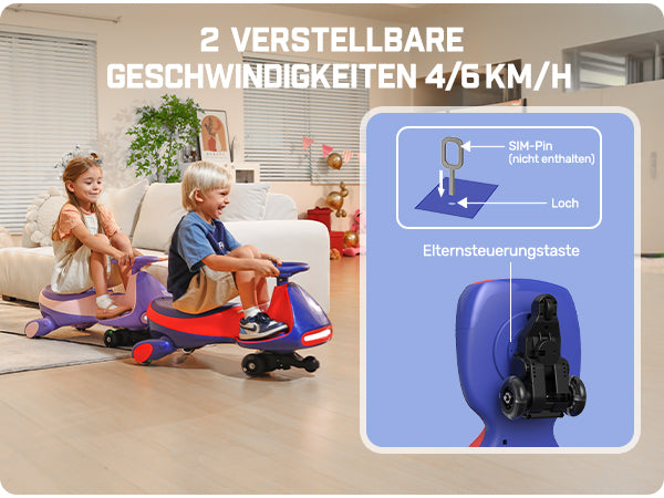 FanttikRide 12V N7 Pro Kinder Elektroauto, Elektrisches Rutschauto mit Pedal, 2 in 1 Kinder Auto, aufladbar Batterie 2 Geschwindigkeit Kippschutz Leuchtende Räder Bluetooth für Kind ab 3 Jahren, Blau