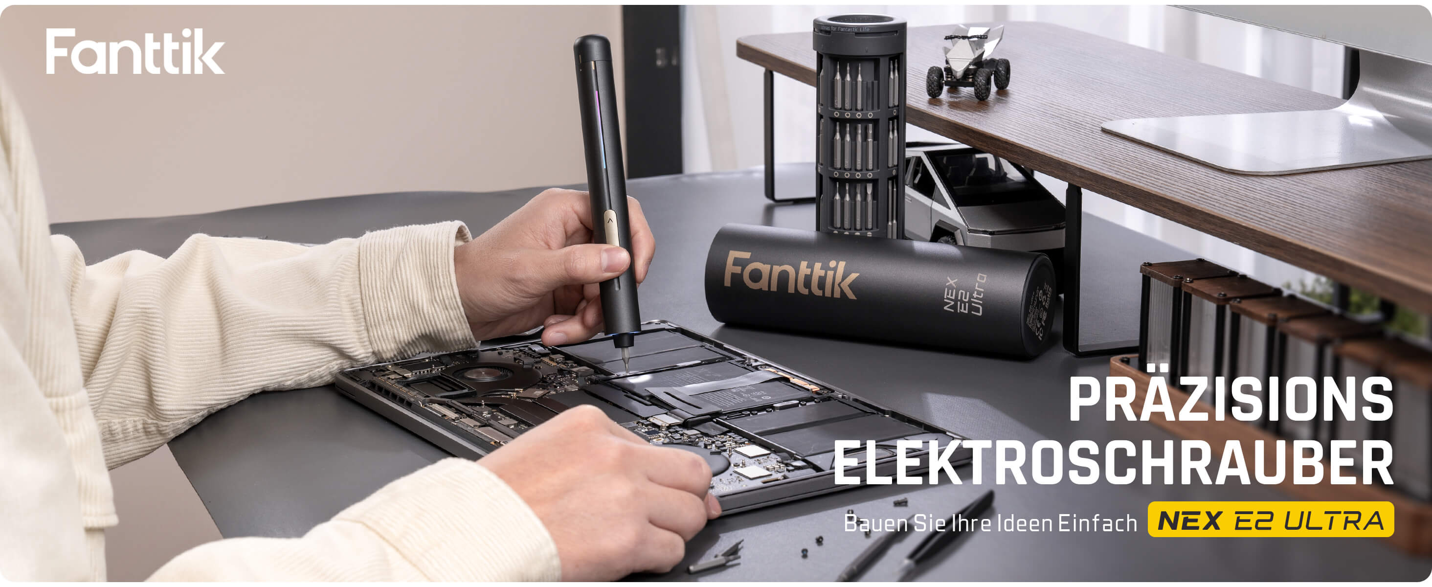 Fanttik E2 Ultra 3.7V Mini Elektro Schraubendreher Set, 50 in 1 Magnetische Präzisions-Schraubendreher Kit, Max 0.6N.m, 5/32 Zoll Sechskant, Geeignet für Reparatur für iPhone,Laptop, Brillen, Uhren