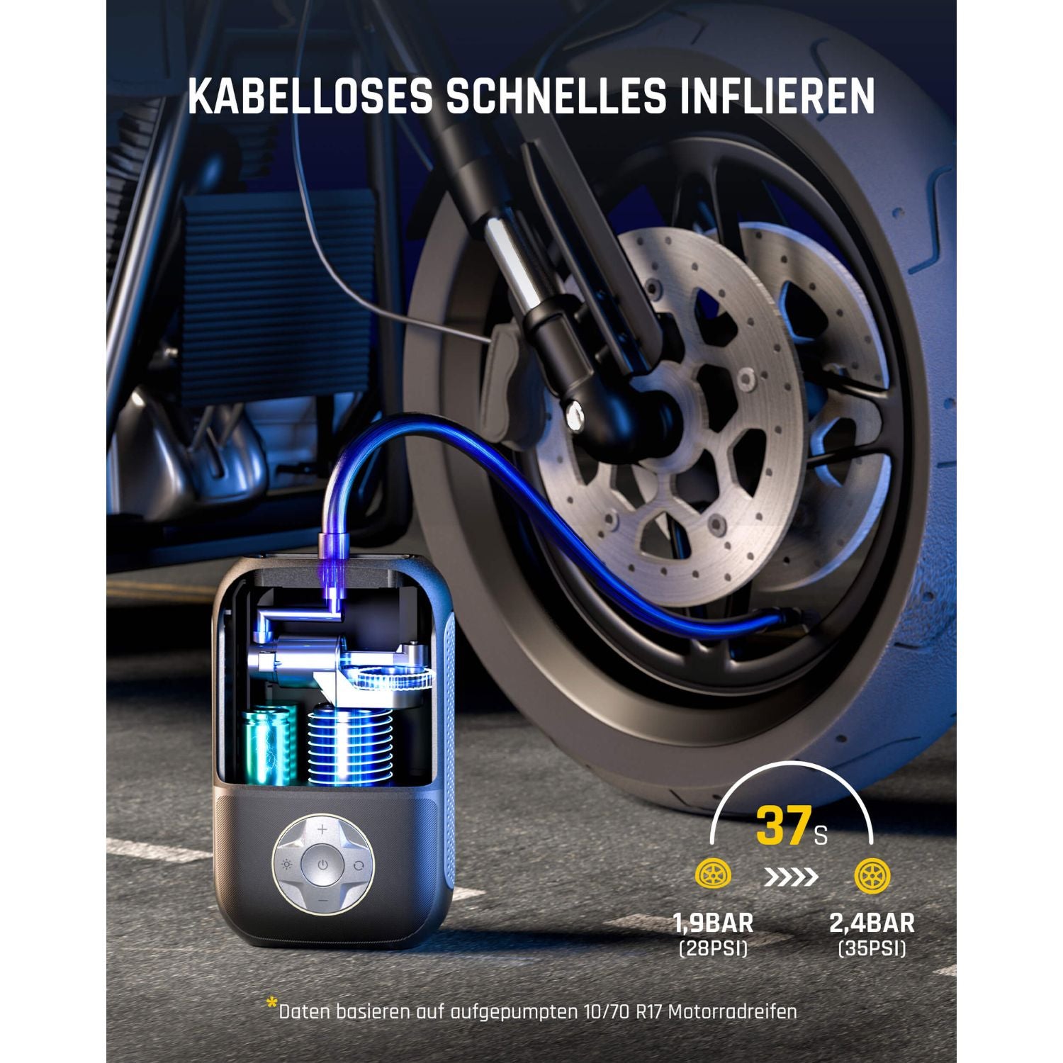 Fanttik X8 Mini Elektrische Luftpumpe, 10,3 BAR/150 PSI Tragbar Fahrradpumpe, Elektrischer Kompressor mit Digitalem LCD-Bildschirm und 4 Modi für Auto, Fahrrad, Motorrad, Bälle