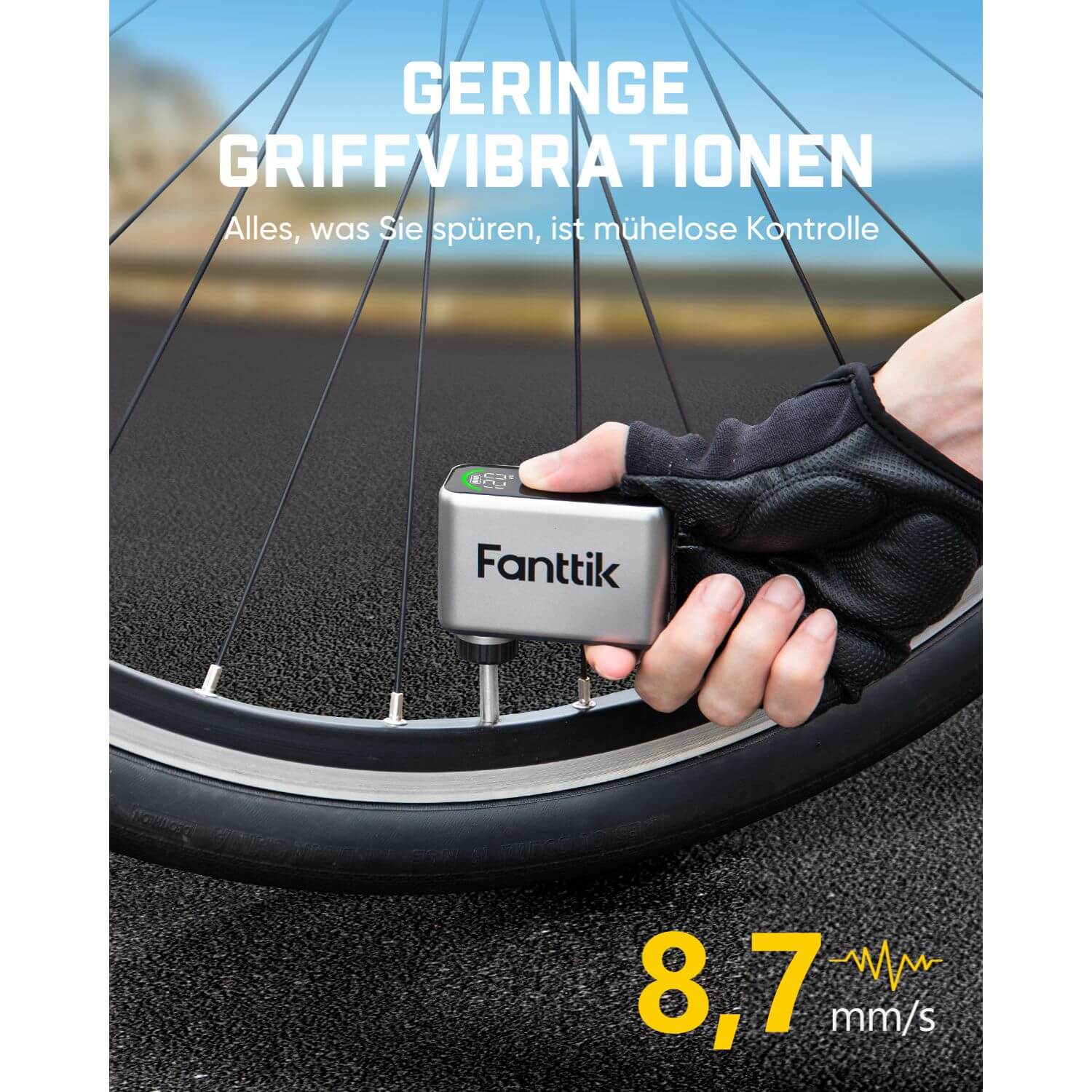 Fanttik X10 Ace Tiny Mini-Elektrofahrradpumpe, 120 PSI Kompaktluftpumpe mit Presta- und Schrader-Ventil, Schnellaufblasbare Elektrofahrradpumpe Tragbar für Rennräder