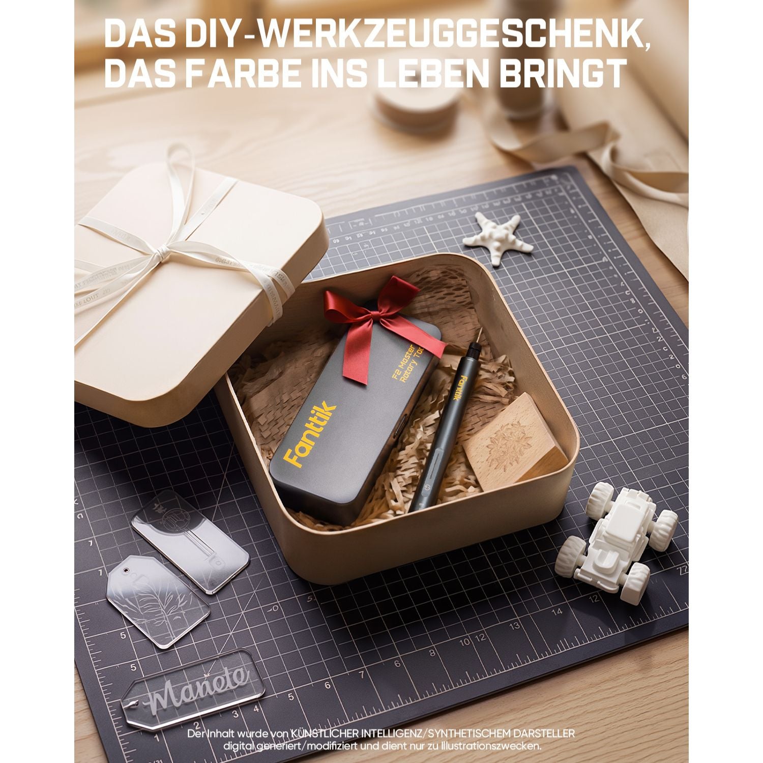 Fanttik F2 Master Kit Mini Akku-Rotationswerkzeug, Gravierstift, 35 Zubehörteile für 3D-gedruckte Veredelung, Schleifen, Polieren, Bohren, Schnitzen, Präzision DIY im