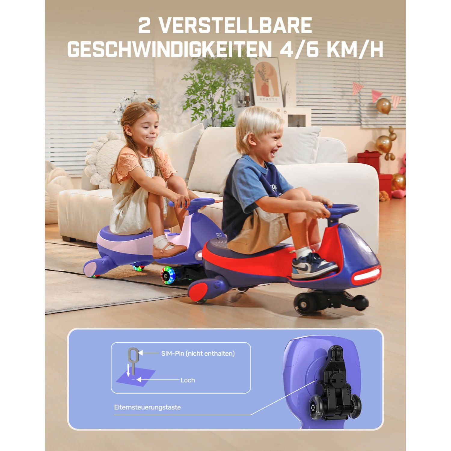 FanttikRide 12V N7 Pro Kinder Elektroauto, Elektrisches Rutschauto mit Pedal, 2 in 1 Kinder Auto, aufladbar Batterie 2 Geschwindigkeit Kippschutz Leuchtende Räder Bluetooth für Kind ab 3 Jahren, Blau