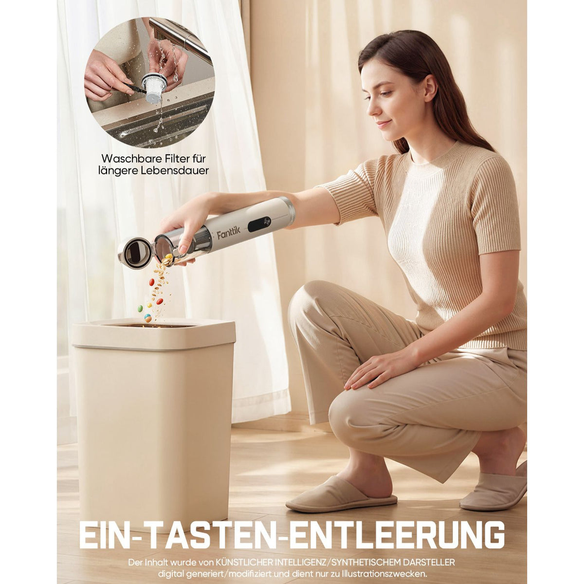 Fanttik Slim V10 Ultra kabelloser Autostaubsauger, 4-in-1 Mini Handstaubsauger mit 19 kPa Saugkraft, frei kombinierbarem Zubehör, 2 Saugmodi für Auto, kleine Arbeiten, Tastatur und Büro
