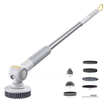 Fanttik Flip G9 Pro Elektrische Reinigungsbürste, VoltiPulse Motor, Dual-Speed, 6 Bürstenköpfe, Flexibler Winkel & Ausziehbarer Griff, IPX7 Wasserdicht, Typ-C Ladung für Boden, Fliesen, Fugen - Weiß