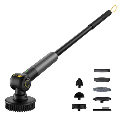 Fanttik Flip G9 Pro Elektrische Reinigungsbürste, VoltiPulse Motor, Dual-Speed, 6 Bürstenköpfe, Flexibler Winkel & Ausziehbarer Griff, IPX7 Wasserdicht, Typ-C Ladung für Boden, Fliesen, Fugen -Schwarz