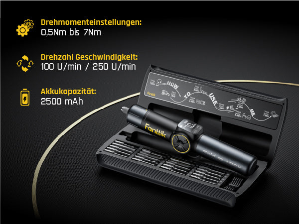 Fanttik Fold S1 APEX 3,7 V Akkuschrauber, elektrischer Schraubendreher, Bildschirminteraktion, Schwenkgriff, Optionen für hohe/niedrige Drehzahl, max 7 Nm, 1/4 Zoll Sechskant, Ideas DIY Tool