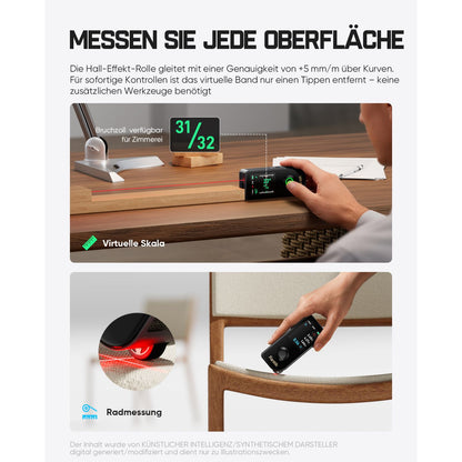 Wiederaufladbarer Fanttik A11 Ultra 3-in-1 Laser-Entfernungsmesser: IPS-Touchscreen & seitliches LCD, 60 m Reichweite, Radrolle und 3-Achsen-Digitalwasserwaage, geeignet für Heimwerkerarbeiten und Innenprojekte
