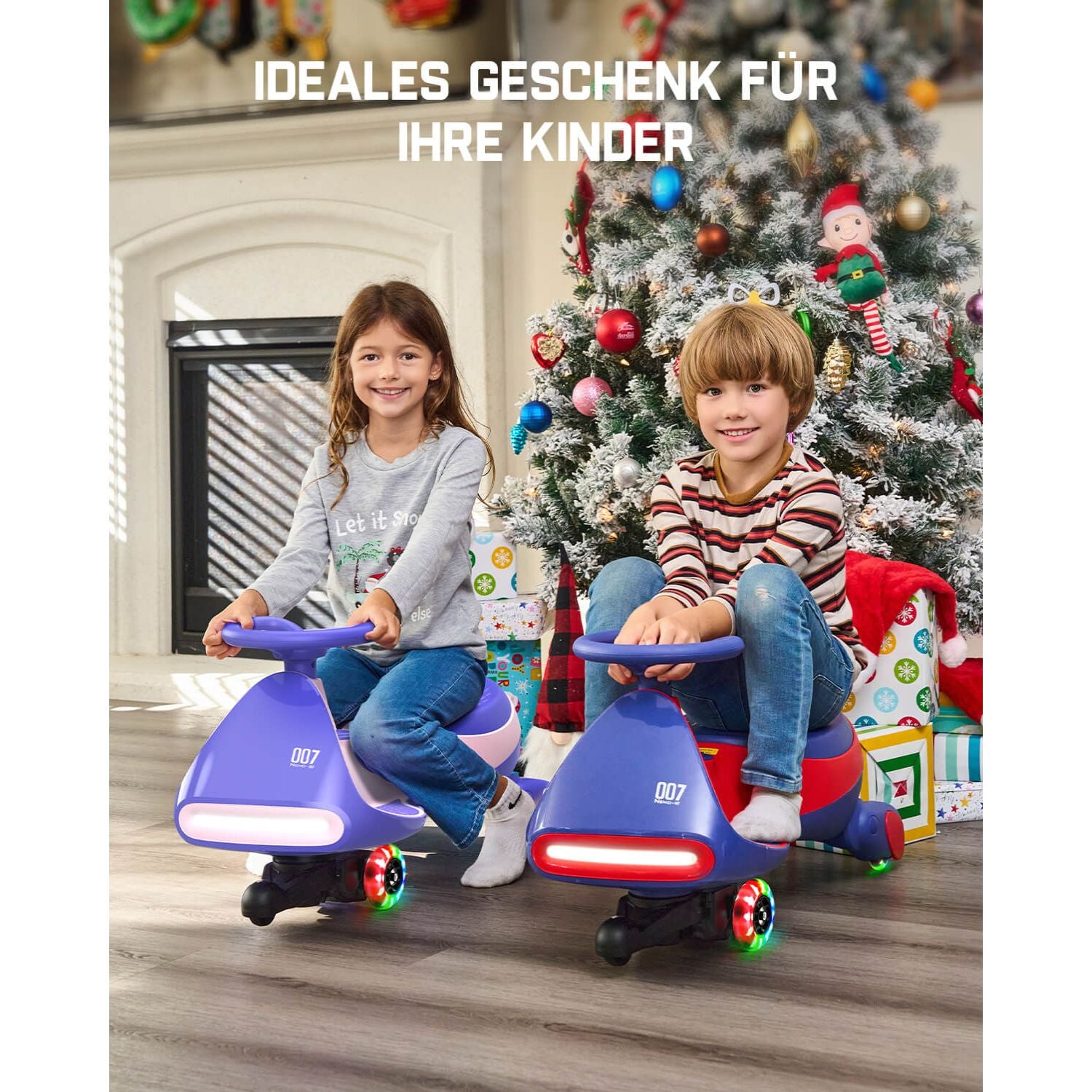 FanttikRide 12V N7 Pro Kinder Elektroauto, Elektrisches Rutschauto mit Pedal, 2 in 1 Kinder Auto, aufladbar Batterie 2 Geschwindigkeit Kippschutz Leuchtende Räder Bluetooth für Kind ab 3 Jahren, Blau