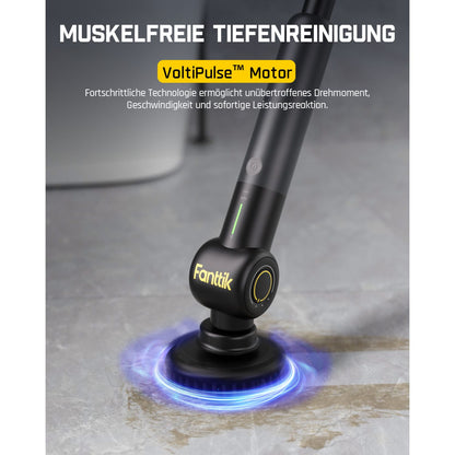 Fanttik Flip G9 Pro Elektrische Reinigungsbürste, VoltiPulse Motor, Dual-Speed, 6 Bürstenköpfe, Flexibler Winkel & Ausziehbarer Griff, IPX7 Wasserdicht, Typ-C Ladung für Boden, Fliesen, Fugen -Schwarz