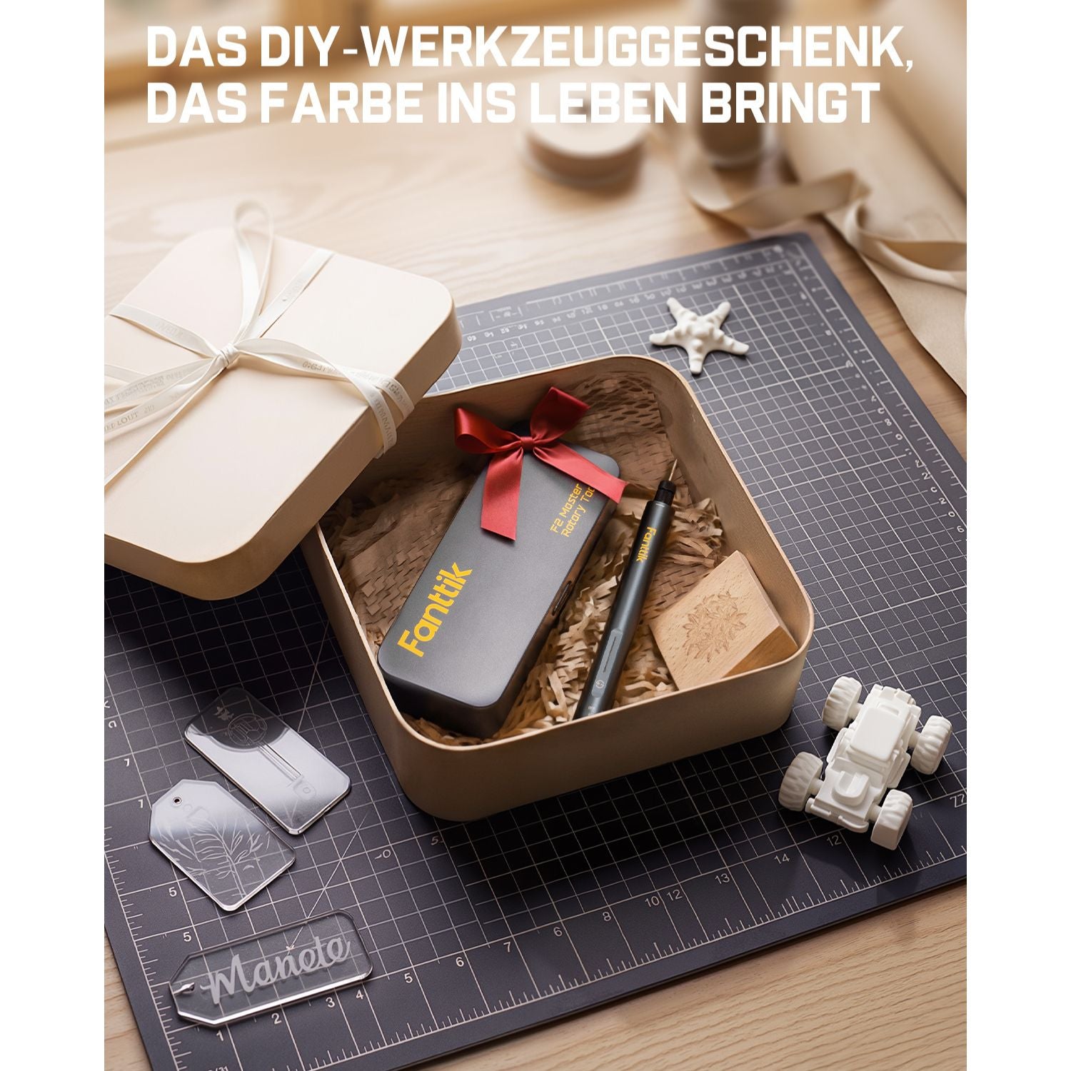 Fanttik F2 Master Kit Mini Akku-Rotationswerkzeug, Gravierstift, 35 Zubehörteile für 3D-gedruckte Veredelung, Schleifen, Polieren, Bohren, Schnitzen, Präzision DIY im