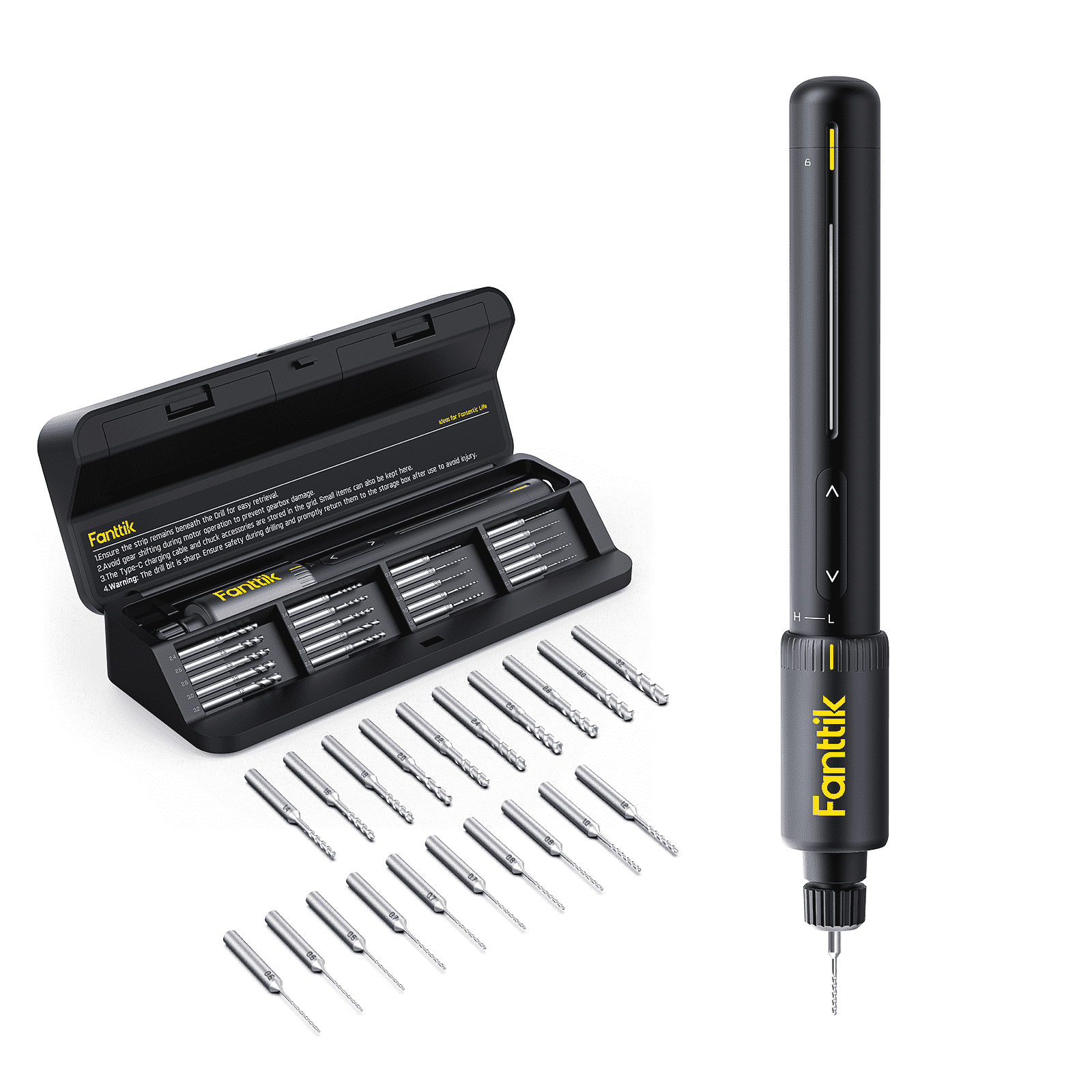 Fanttik K2 Nano 3,7 V Elektro-Mini-Bohrstift, Mini Bohrmaschine mit 20 Bohrern, 800-mAh-Akku, DIY Handbohrer Elektrisch Set für Gehäuse Kunststoff Harz Schmuckherstellung Leiterplatten Aluminiumbleche