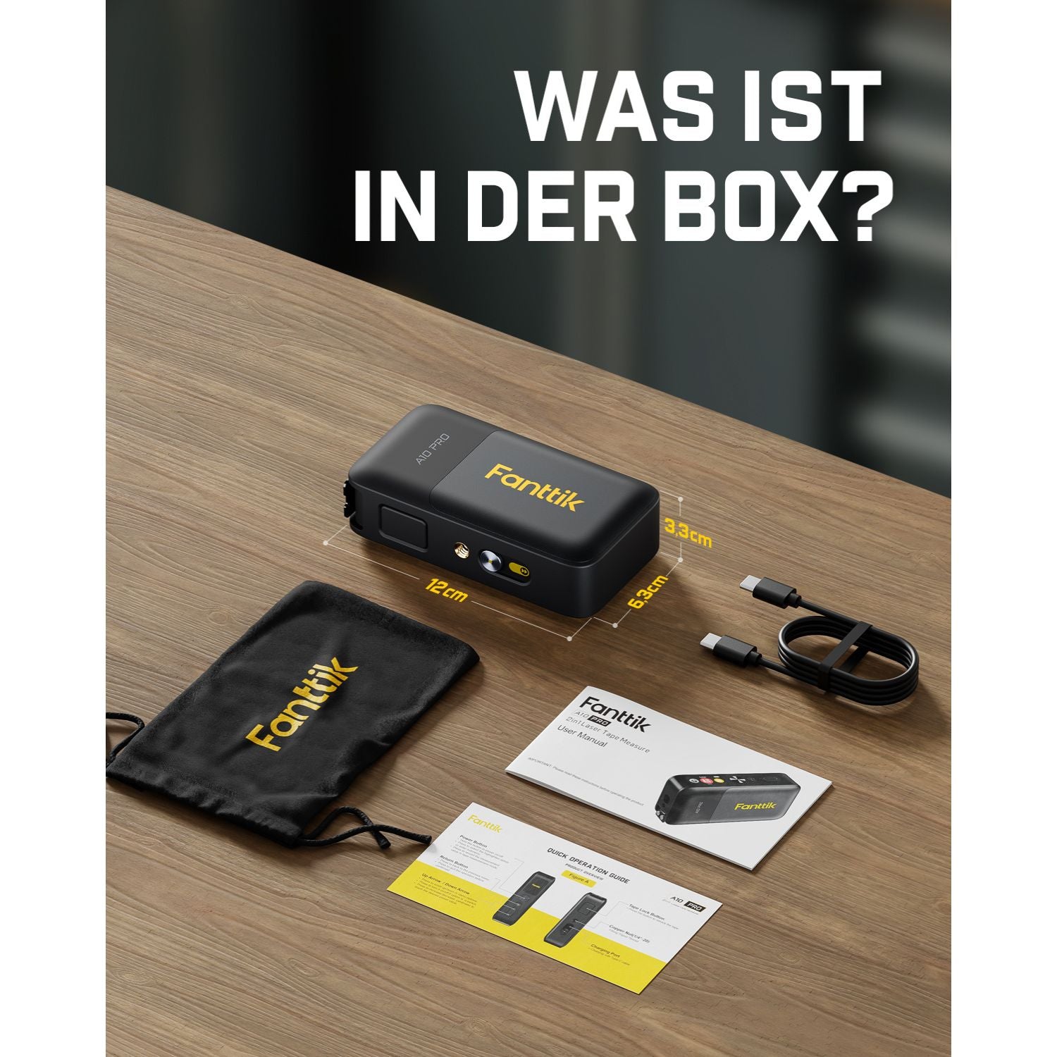 Fanttik A10 Pro 2-in-1 Digitales Laser Entfernungsmesser mit HD IPS-Farbdisplay, Wiederaufladbar 50m Laserentfernungsmesser & 3m Maßband, 6 Einheiten wählbar, Für Entfernung/Fläche/Volumen