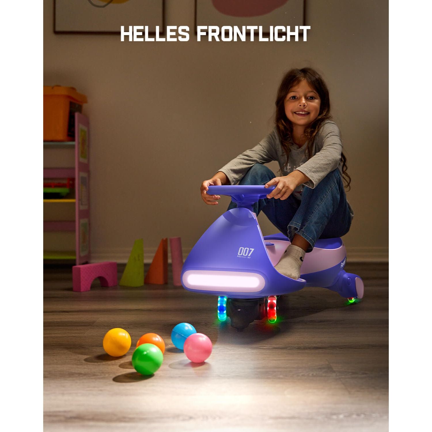 FanttikRide 12V N7 Pro Kinder Elektroauto, Elektrisches Rutschauto mit Pedal, Typ C aufladbar Batterie Kinder Auto, 2 Geschwindigkeit Kippschutz Leuchtende Räder, Bluetooth, für Kind ab 3 Jahren, Rosa