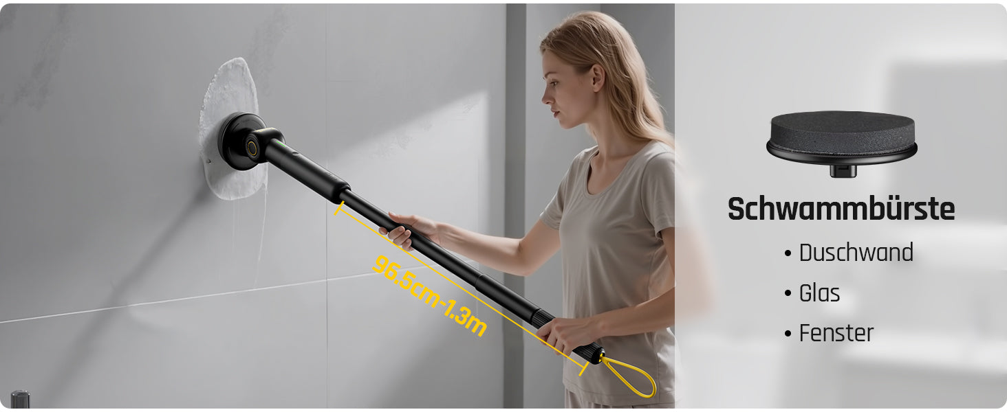 Fanttik Flip G9 Pro Elektrische Reinigungsbürste, VoltiPulse Motor, Dual-Speed, 6 Bürstenköpfe, Flexibler Winkel & Ausziehbarer Griff, IPX7 Wasserdicht, Typ-C Ladung für Boden, Fliesen, Fugen -Schwarz