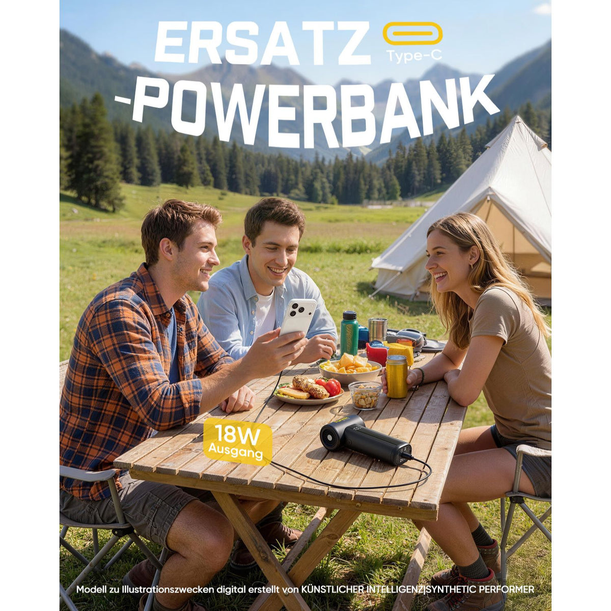 Das Fanttik Staubgebläse dient gleichzeitig als mobile Powerbank. Über den Typ‑C‑Anschluss liefert es eine Ausgangsleistung von 18 Watt. Auf Ausflügen, beim Camping oder unterwegs können damit Smartphones und andere Geräte aufgeladen werden.