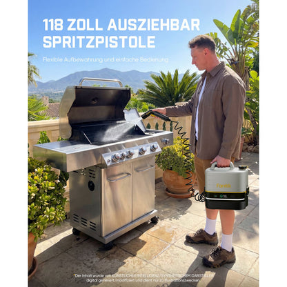 Fanttik NB10 Nano tragbarer Akku-Drucksprüher, 2,1-Gallonen-Tank, 72-98 PSI, HD-LED-Display, 4000mAh, mit Campingleuchte – tragbarer Hochdruckreiniger für Zuhause, Terrasse und Camping