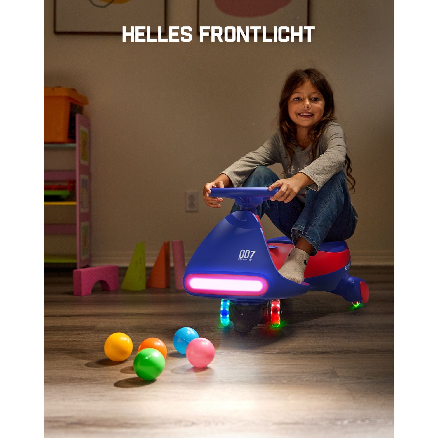 FanttikRide 12V N7 Pro Kinder Elektroauto, Elektrisches Rutschauto mit Pedal, 2 in 1 Kinder Auto, aufladbar Batterie 2 Geschwindigkeit Kippschutz Leuchtende Räder Bluetooth für Kind ab 3 Jahren, Blau