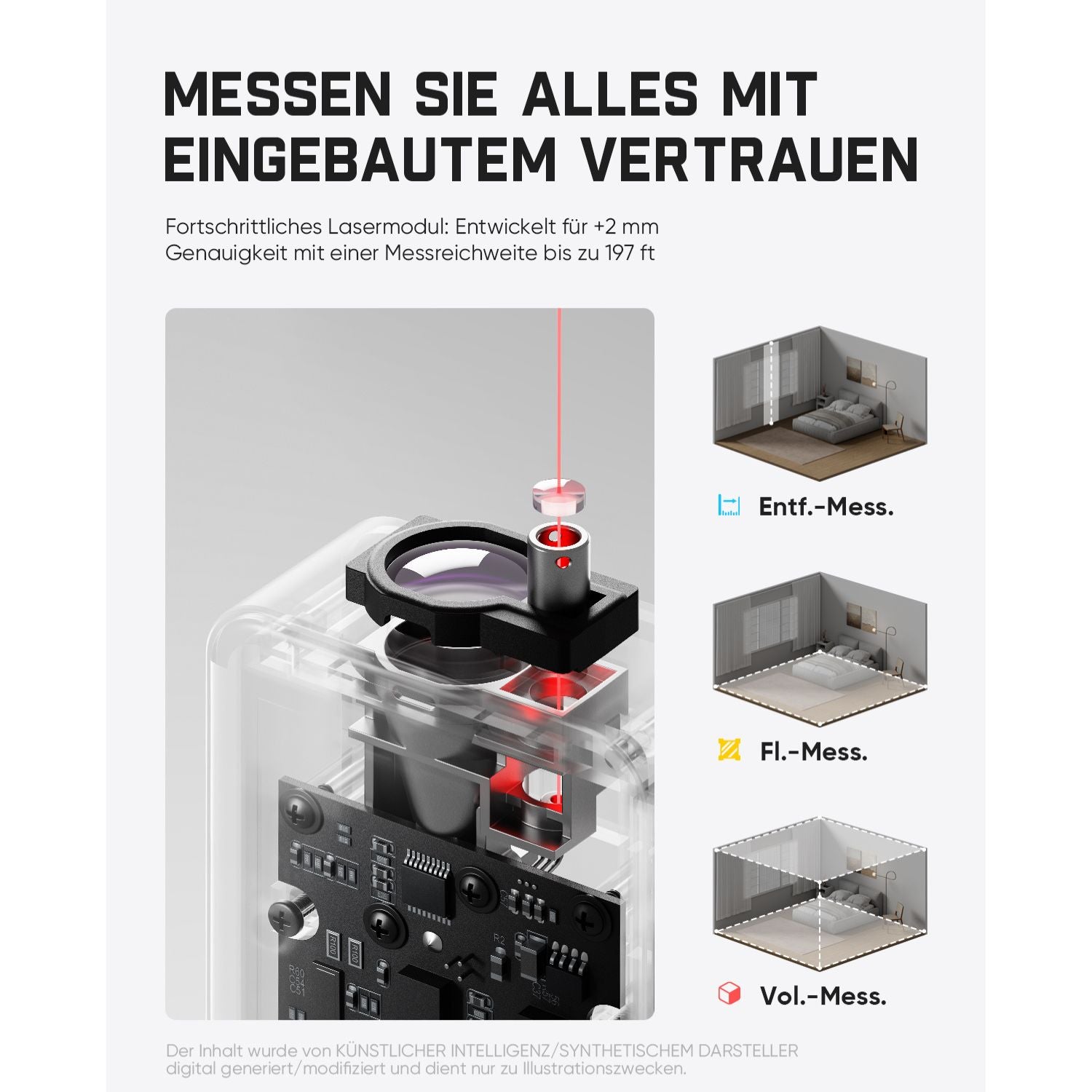 Fanttik A11 Ultra 3-in-1 Laser-Entfernungsmesser, 60 m, IPS-Touchscreen mit seitlichem LCD, Radrolle, 3-Achsen-Digitalwasserwaage, aufladbar für Heimwerker- und Innenprojekte