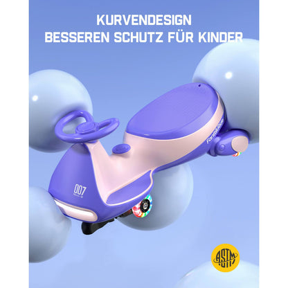FanttikRide 12V N7 Pro Kinder Elektroauto, Elektrisches Rutschauto mit Pedal, Typ C aufladbar Batterie Kinder Auto, 2 Geschwindigkeit Kippschutz Leuchtende Räder, Bluetooth, für Kind ab 3 Jahren, Rosa