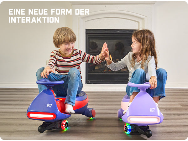 FanttikRide 12V N7 Pro Kinder Elektroauto, Elektrisches Rutschauto mit Pedal, 2 in 1 Kinder Auto, aufladbar Batterie 2 Geschwindigkeit Kippschutz Leuchtende Räder Bluetooth für Kind ab 3 Jahren, Blau