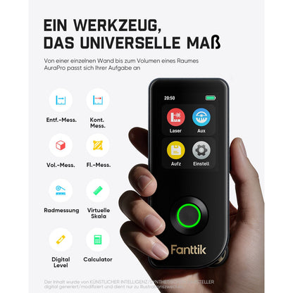 Der Fanttik A11 Ultra 3-in-1 Laser-Entfernungsmesser verfügt über einen IPS-Touchscreen und seitliches LCD, eine maximale Messdistanz von 60 m, Radrolle sowie eine 3-Achsen-Digitalwasserwaage. Das wiederaufladbare Gerät eignet sich hervorragend für Heimwerker- und Innenprojekte.