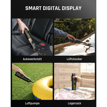Fanttik Slim V10 Apex Kabelloser 4-in-1 Auto & Mini-Handstaubsauger mit 19000 Pa Saugkraft, Smarter Digitalanzeige und 2 Saugmodi für Auto, Büro & Tastaturen