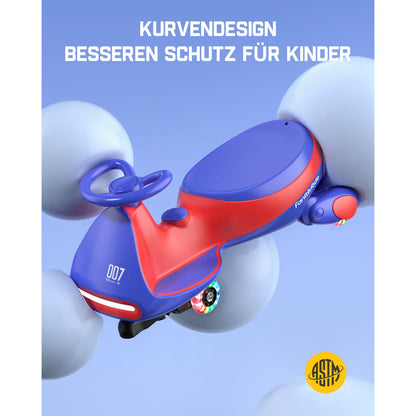 FanttikRide 12V N7 Pro Kinder Elektroauto, Elektrisches Rutschauto mit Pedal, 2 in 1 Kinder Auto, aufladbar Batterie 2 Geschwindigkeit Kippschutz Leuchtende Räder Bluetooth für Kind ab 3 Jahren, Blau