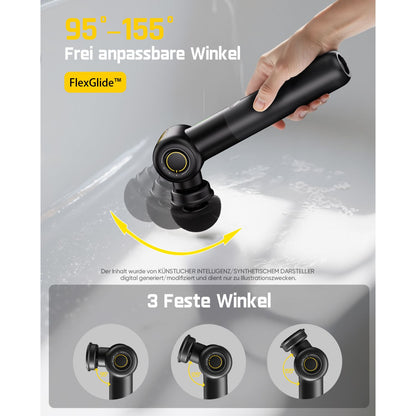 Fanttik Flip G9 Pro Elektrische Reinigungsbürste, VoltiPulse Motor, Dual-Speed, 6 Bürstenköpfe, Flexibler Winkel & Ausziehbarer Griff, IPX7 Wasserdicht, Typ-C Ladung für Boden, Fliesen, Fugen -Schwarz