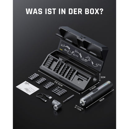 Fanttik S2 Pro 3,7V Elektroschrauber, Akku-Schrauberset, 7 Drehmoment (0,5 bis 6 Nm), 20 magnetische Bits, 1/4-Zoll-Sechskant-Aufnahme mit 90°-Adapter, geeignet für Möbel und Haushaltsreparaturen