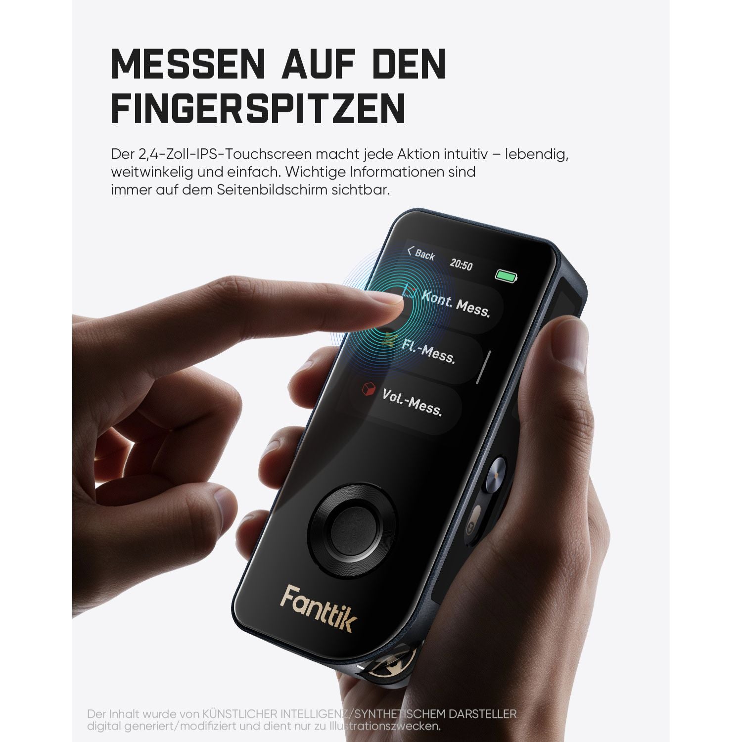 Für Heimwerkerprojekte und Innenprojekte: wiederaufladbarer Fanttik A11 Ultra 3-in-1 Laser-Entfernungsmesser mit IPS-Touchscreen, seitlichem LCD, 60 m Messbereich, Radrolle und 3-Achsen-Digitalwasserwaage